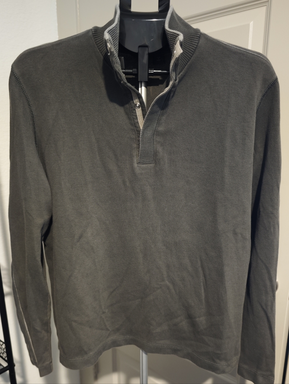Boss Hugo Boss 1/4 Snap Buttons Long Sleeve Pullover Sweatshirt Gray Size XL
